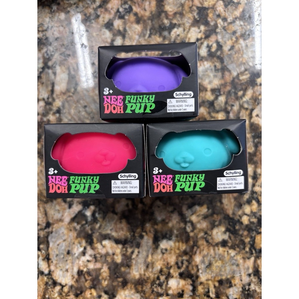 NEE DOH Funky Pup lot of 3 Pink, Purple and Teal Blue Needoh New